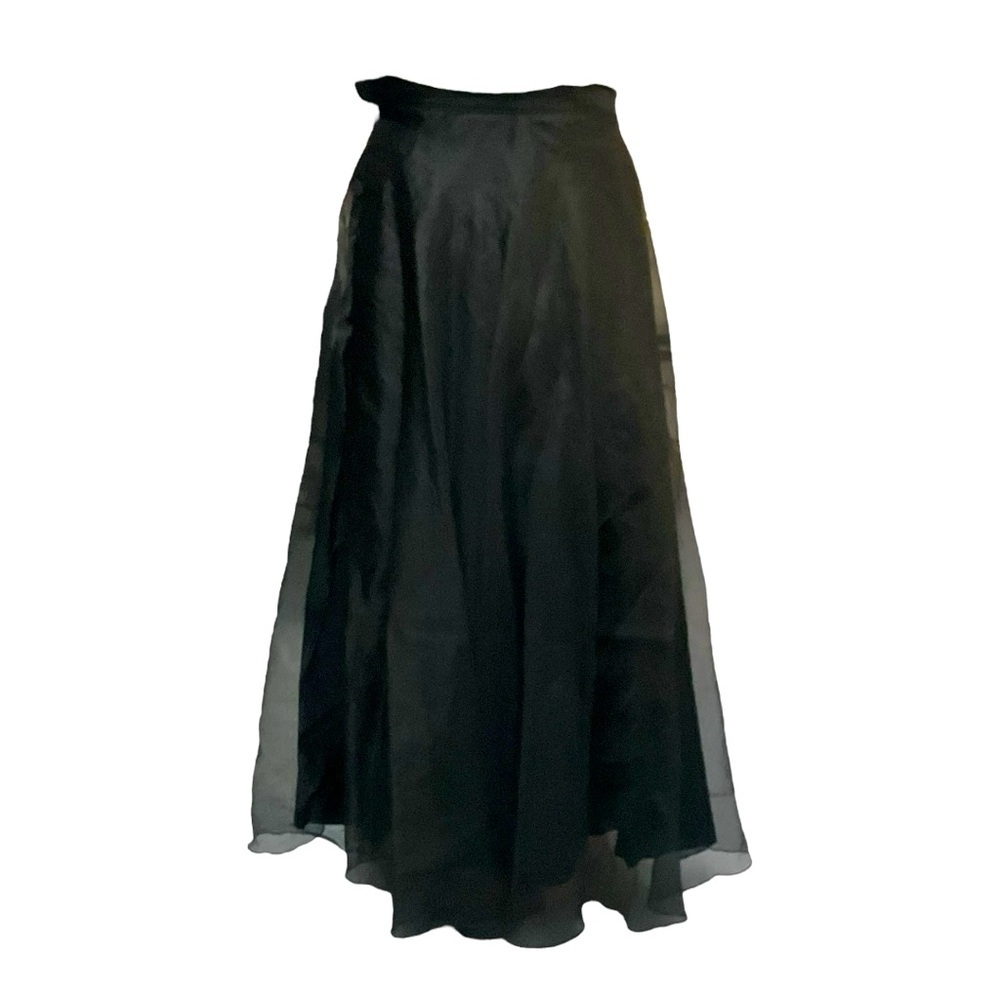 Vtg Chiffon Skirt Womans 14 Triple‎ Layer Maxi Whimsygoth Black Grunge - Picture 3 of 6